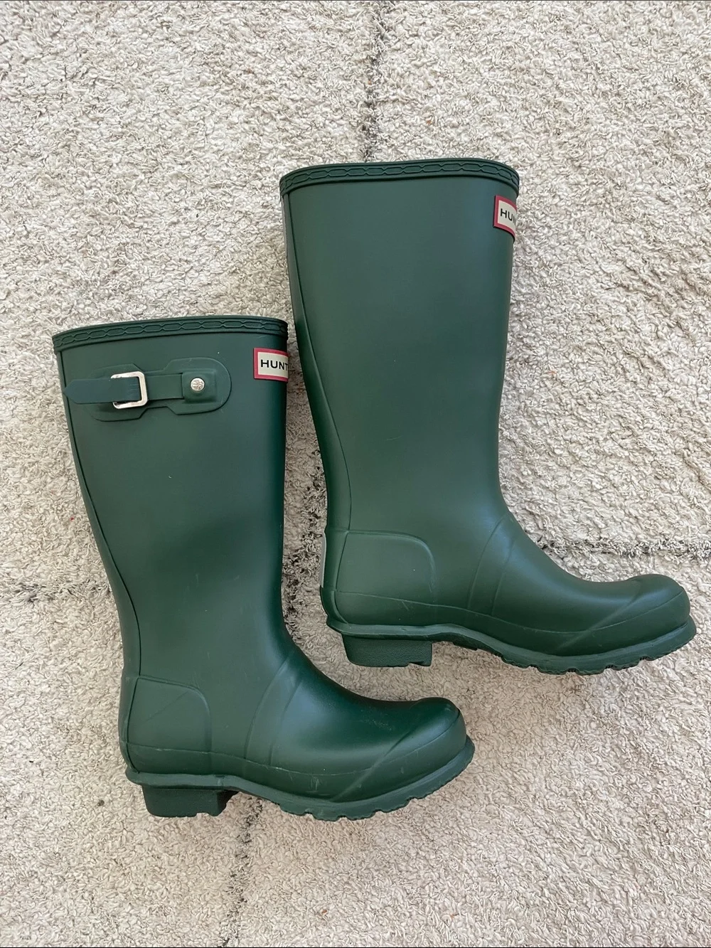 Hunter Dark Green Mid-Calf Rubber Rain Boots